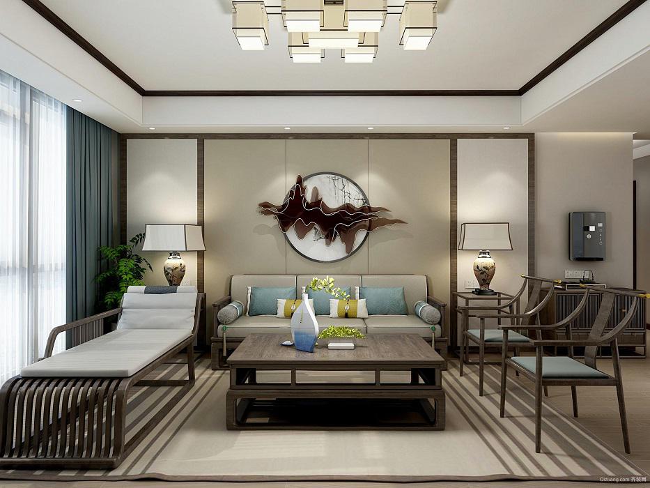 简中式风格客厅沙发背景墙设计效果图