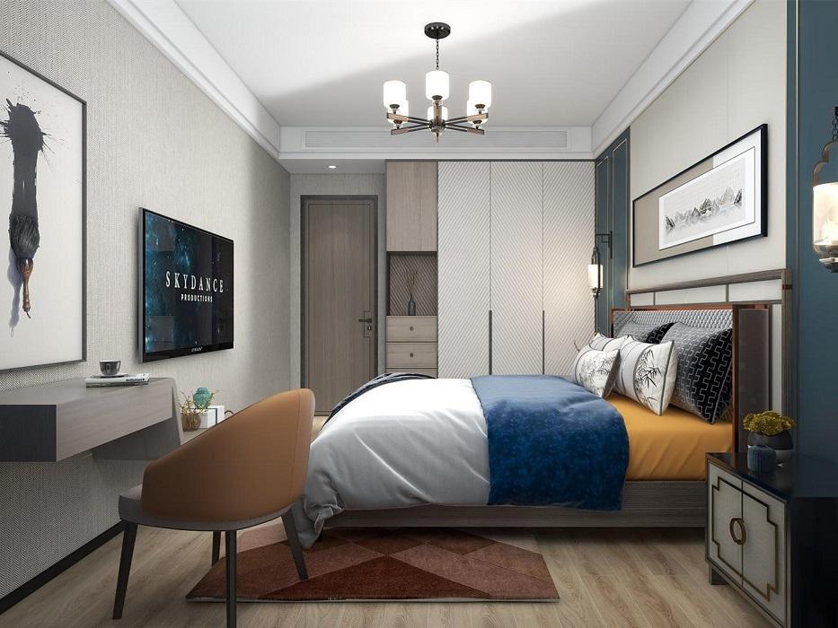 90平方米两室一厅卧室床头装修设计图